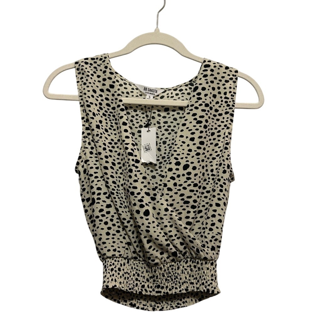 BB Dakota Steve Madden Crop Top Sleeveless Blouse Womens S Abstract Print Animal